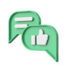 3D Illustration von zwei grünen Sprechblasen.