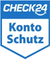Ein von CHECK24 ausgestelltes Siegel mit dem Text 'Kontoschutz'.