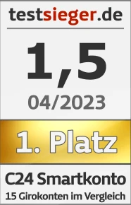 Auszeichnung von Testsieger.de: Testsieger im Girokonto Vergleich.