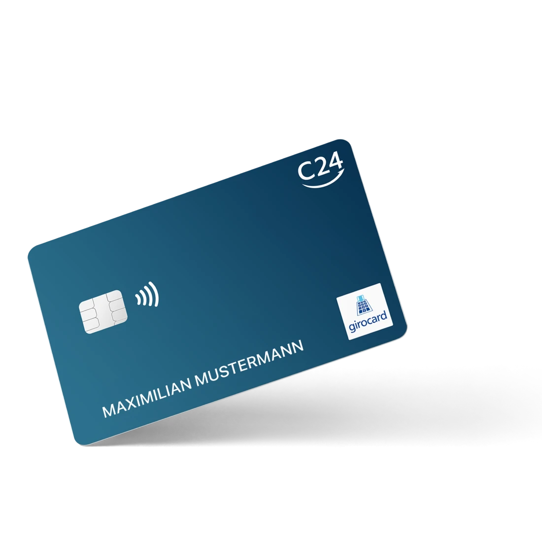 Die freihstehende blaue C24 girocard.
