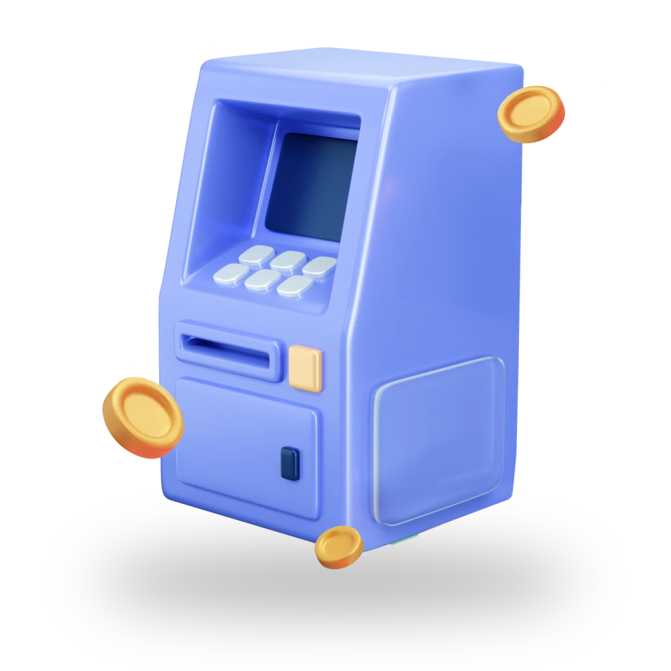 3D Illustration eines Geldautomaten.